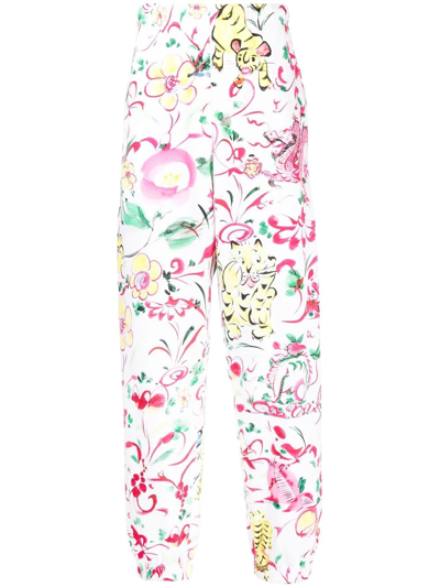 Kenzo Akae Ink-print Track Pants In Pink