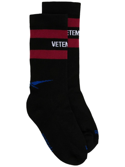 Vetements Intarsia-knit Ankle Socks In Black
