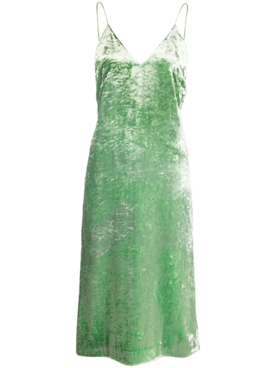 Jil Sander 粘胶纤维混纺天鹅绒迷笛吊带连衣裙 In Green