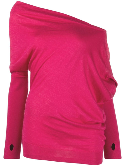 Tom Ford One-shoulder Cashmere And Silk-blend Jumper In Pink