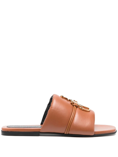 Jw Anderson Jw Anchor Plaque Slide Sandals In Brown