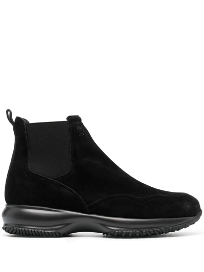 Hogan Interactive Leather Chelsea Boots In Black