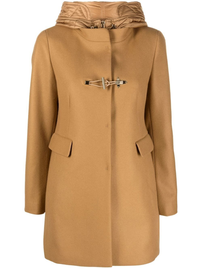 Fay Hooded Duffle Coat In Brown