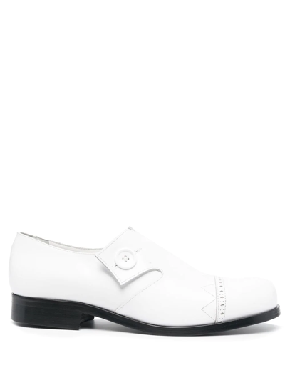Stefan Cooke Double Button Dancer Leather Loafers In White