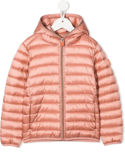 Save The Duck Kids' Hooded Zipped-up Jacket In Pink