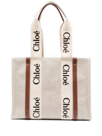 Chloé Woody Logo-print Tote Bag In Multi