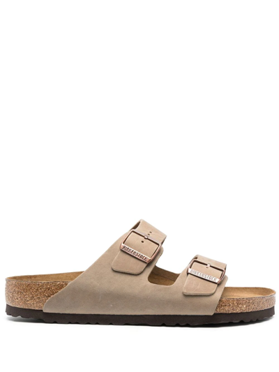 Birkenstock Arizona Narrow Fit Leather Suede Footbed Sandal In Brown