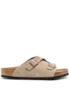 Birkenstock Zurich Double-strap Leather Slides In Neutrals