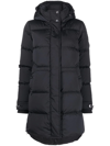 Woolrich Hooded Puffy Prescott Quilted Down Jacket In Black
