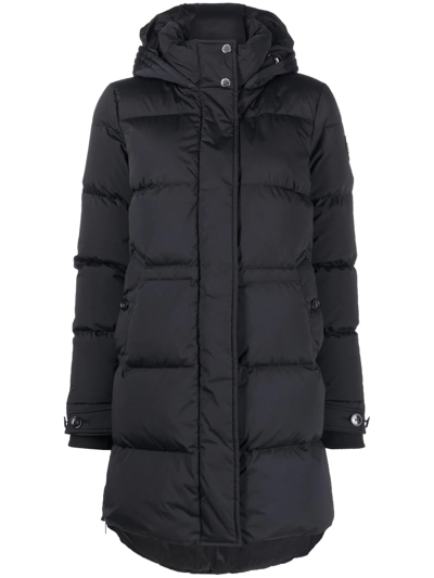 Woolrich Hooded Puffy Prescott Quilted Down Jacket In Black