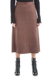 Maxstudio Faux Suede A-line Midi Skirt In Chocolate