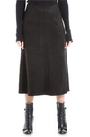Maxstudio Faux Suede A-line Midi Skirt In Black