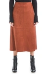 Maxstudio Faux Suede A-line Midi Skirt In Russet