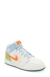 Jordan 1 Mid Se Little Kids' Shoes In Sail,psychic Blue,vivid Green,safety Orange