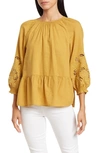 MADEWELL MAGGIE EMBROIDERED LINEN BLEND TOP