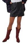 Free People Layla Black Vegan Leather Zip-front Mini Skirt