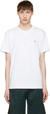 Ami Alexandre Mattiussi Crew Neck Tee With Red Ami De Coeur Patch In White