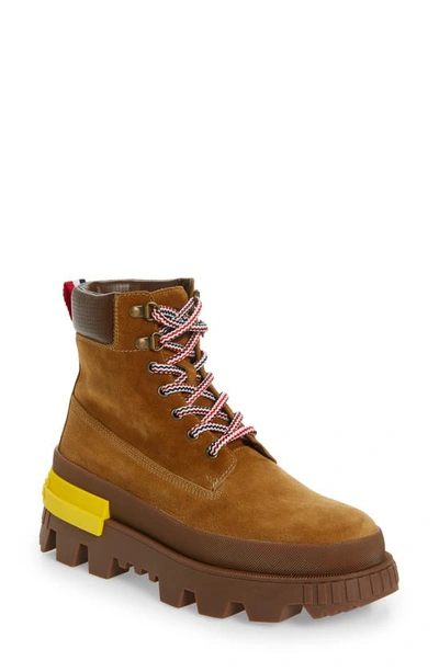 Moncler Mon Corp Suede Hiking Boots In Beige