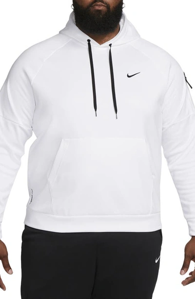 Nike Men's  Therma Therma-fit Hooded Fitness Pullover In White/ White/ Black