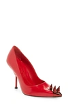 Alexander Mcqueen Punk Stud Pointed Toe Pump In Welsh Red