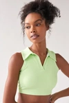 Year Of Ours Gabriella Ribbed Collared Sports Bra In Lime
