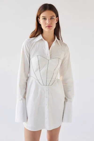 Urban Outfitters Uo Taurus Corset Shirt Dress In White