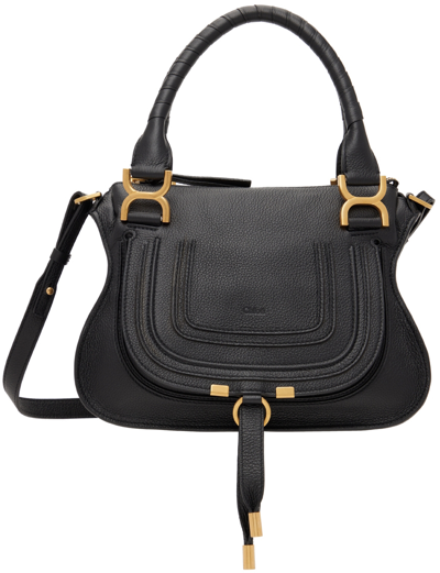Chloé Marcie Small Grain Leather Satchel Bag In Black