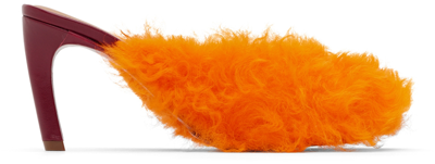 Dries Van Noten Orange Furry Heels In 353 Orange