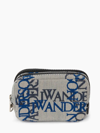 Jw Anderson Medium Logo Canvas Double Zip Pouch In Grey