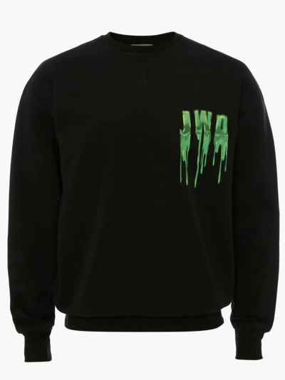 Jw Anderson Slime-logo Graphic-print Cotton-jersey Sweatshirt In Black