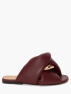 Jw Anderson Leeather Chain Twist Flat Sandals In Red