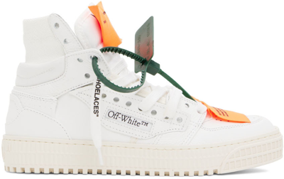 Off-white 3.0 Court Mixed Leather High-top Sneakers In Orange