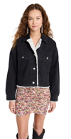 Isabel Marant Paoleta Denim & Faux Shearling Jacket In Black