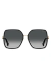 Moschino 57mm Gradient Square Sunglasses In Black / Grey Shaded