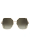 Moschino 57mm Gradient Square Sunglasses In Pearlivor / Brown Ss Gold