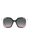 Moschino 55mm Gradient Square Sunglasses In Black Pink / Green Sh Pink