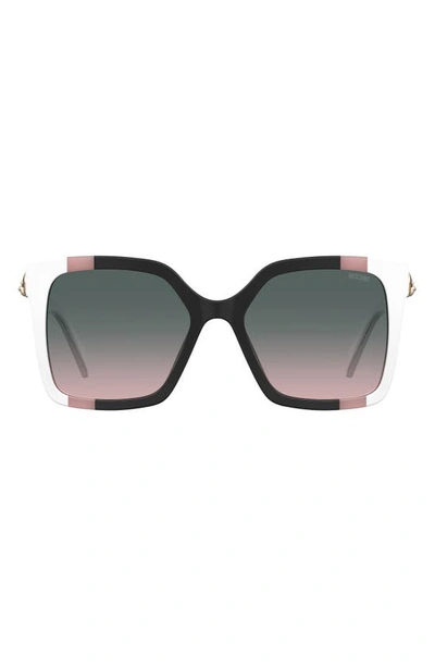 Moschino 55mm Gradient Square Sunglasses In Black Pink / Green Sh Pink