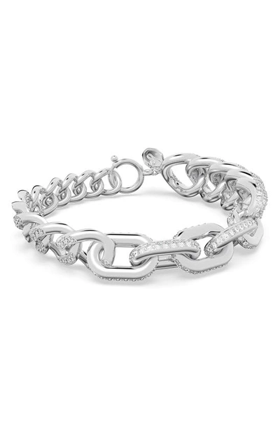 Swarovski Women's Dextera Rhodium-plated & Crystal Mixed-link Chain Bracelet In White