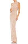 Mac Duggal Sequin One-shoulder Column Gown In Rose Pink