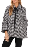 Cece Houndstooth Cape Jacket In Rich Black