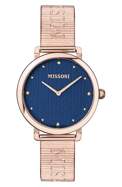 Missoni Lettering Watch Gift Set, 38mm In Blue/rose Gold