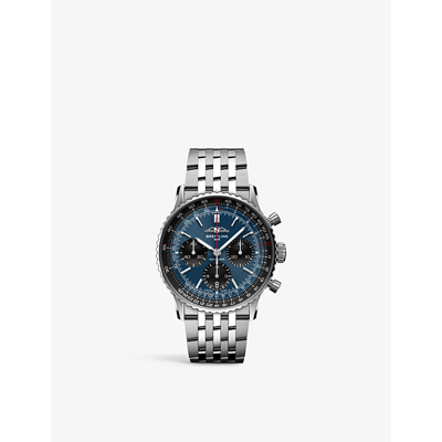 Breitling Ab0139241c1a1 Navitimer B01 Chronograph Stainless-steel Automatic Watch In Blue