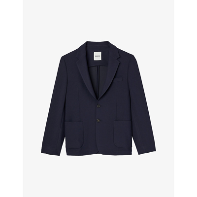 Sandro Unstructured Single-breasted Jersey Suit Jacket In Bleus