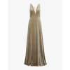 Jenny Yoo Logan V-neck Velvet Gown In Sage