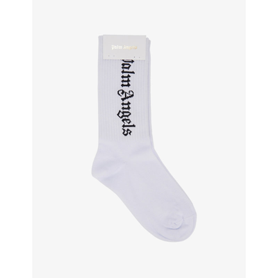 Palm Angels Logo-print Ankle-rise Cotton-blend Socks 2-6 Years In White