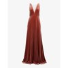 Jenny Yoo Logan V-neck Velvet Gown In English Rose