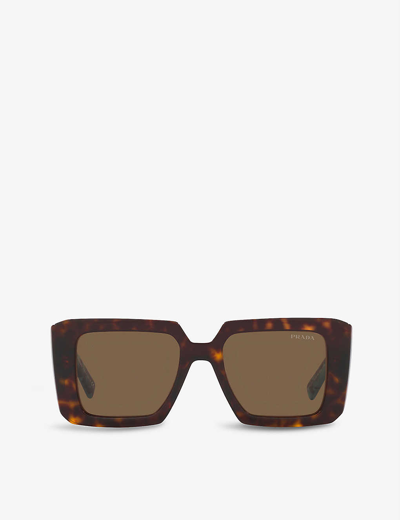 Prada Womens Brown Pr 23ys Square-frame Tortoiseshell Acetate Sunglasses