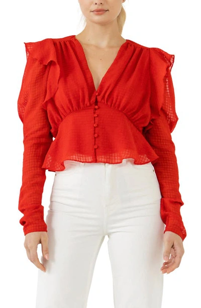Endless Rose Ruffle Blouse In Red