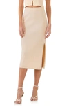 Endless Rose Rib Side Slit Midi Skirt In Ivory