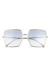 Burberry 58mm Square Sunglasses In Gold/ Gradient Light Blue